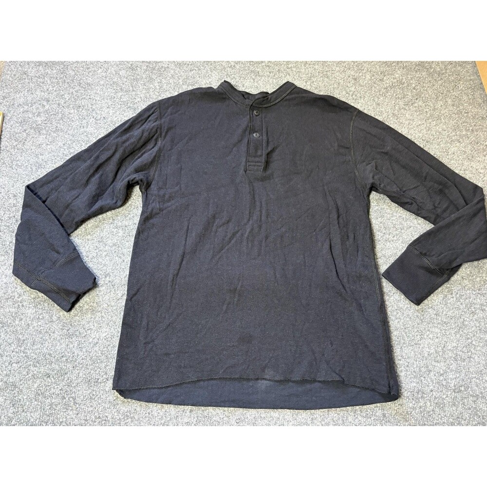 L.L. Bean Shirt Mens M Black Long Sleeve Henley Tagless Cotton Jersey Casual
